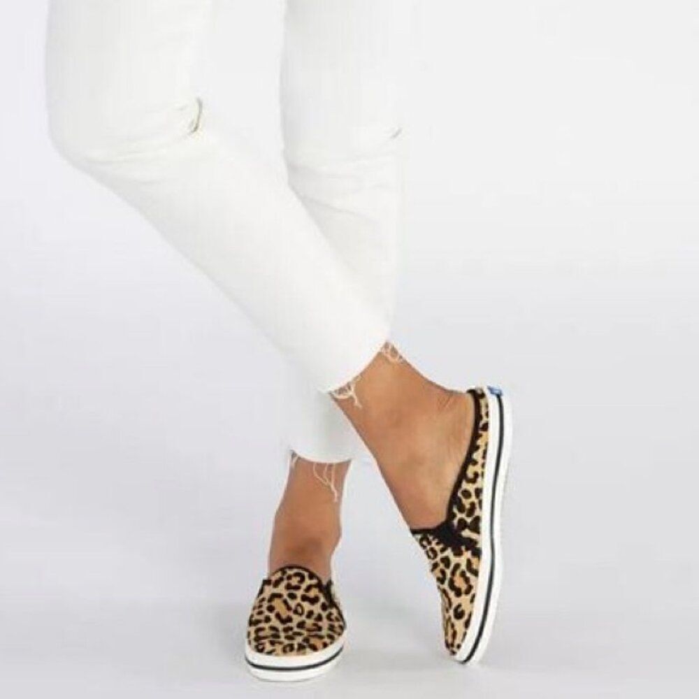Kate Spade X Keds Calf Hair Animal Print‎ Double Decker Mules SZ 8,5 Like New